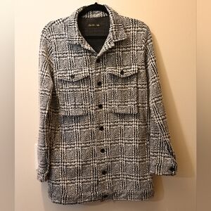 Black and White Plaid Button-Up Jacket